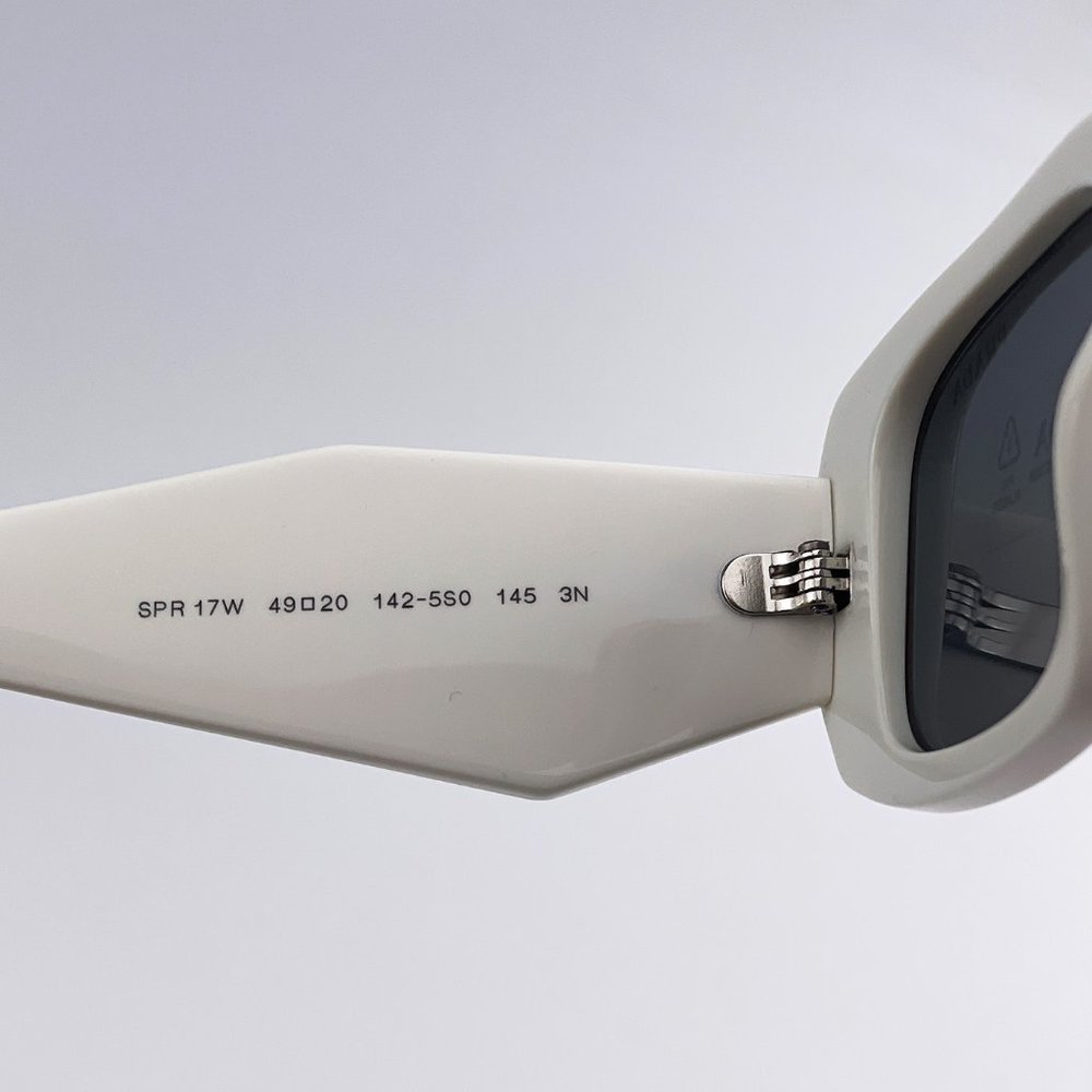 🔥  Prada PR17WS 1425S0 Sunglasses Ivory White Dark Gray Rectangle Unisex - Picture 7 of 10